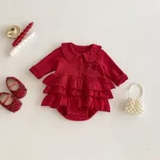 2026 novo estilo primavera outono roupas infantis bebê menina cem dias de idade um ano de idade macacão vestido gola bon