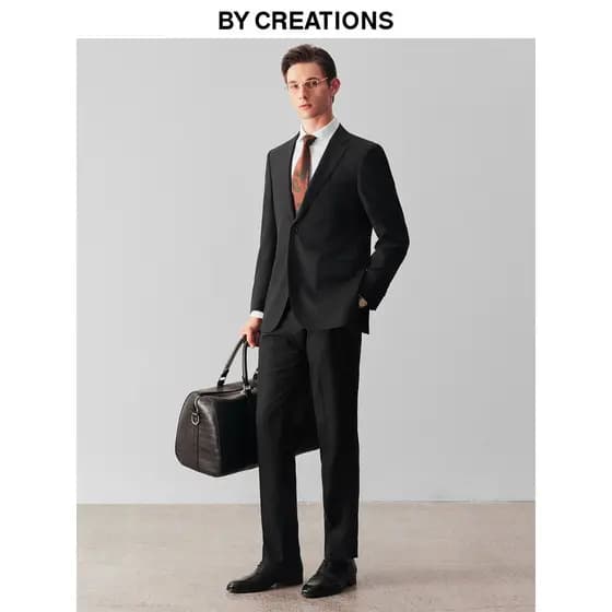 Cypress alta contagem pura lã australiana terno Formal masculino negócios preto casamento noivo terno profissional