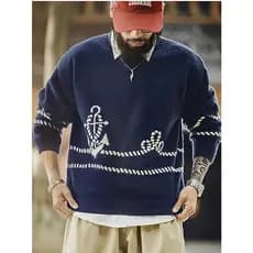 Moderno ferramentas americano Casual azul marinho pulôver camisola interior de malha exterior usar forro de lã jaqueta m