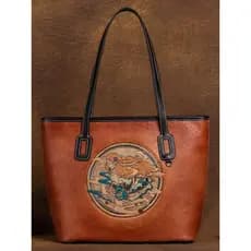 Novo estilo bolsa de couro genuíno primeira camada constelação em relevo sacola Retro Casual cor sólida bolsa feminina g