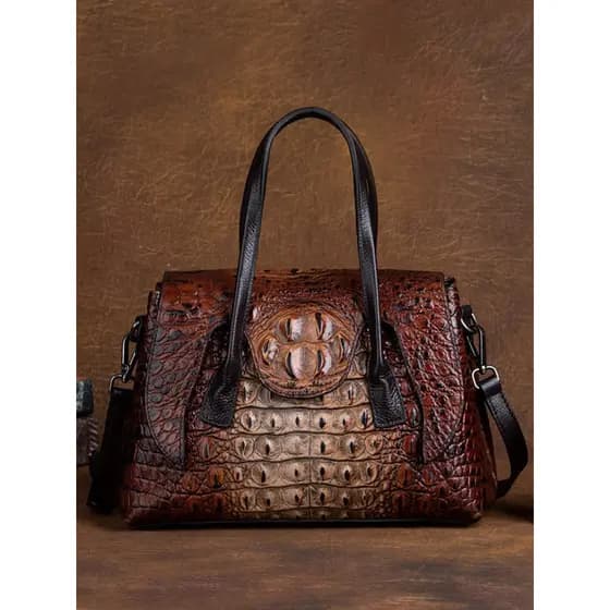 2026 novo estilo Retro bolsa padrão de crocodilo grande capacidade Crossbody saco couro genuíno em relevo bolsa de ombro