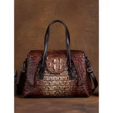 2026 novo estilo Retro bolsa padrão de crocodilo grande capacidade Crossbody saco couro genuíno em relevo bolsa de ombro