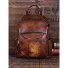 Primeira camada de couro mochila Retro mochila feminina grande capacidade couro genuíno esfregando cor um ombro saco do