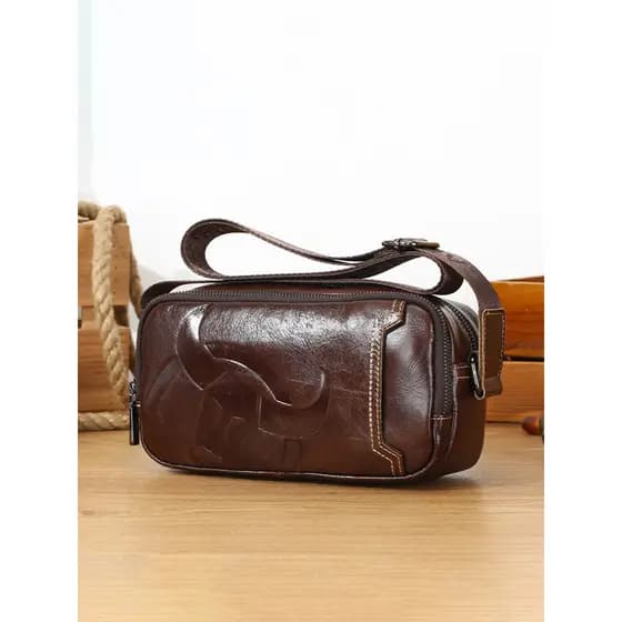 Capitão Niu 2026 Novo Estilo Masculino Couro Genuíno Negócios Casual Ombro Bolsa Mensageiro Multifuncional Horizontal Co