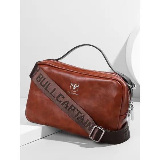Capitão Niu novo estilo mensageiro de um ombro masculino 27cm computador ipad Horizontal Casual na moda câmera couro mac
