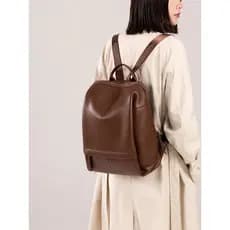 Mochila de couro genuíno feminina 2026 novo estilo elegante All-Match estudante universitário Commuter computador mochil