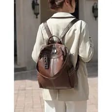 Primeira camada de couro mochila feminina 2026 novo estilo High-End couro genuíno mochila viagem Commuter computador sac