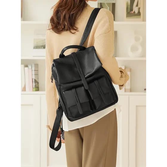 Mochila de couro genuíno feminina 2026 novo estilo bolsa escolar de grande capacidade bolsa de computador feminina mochi