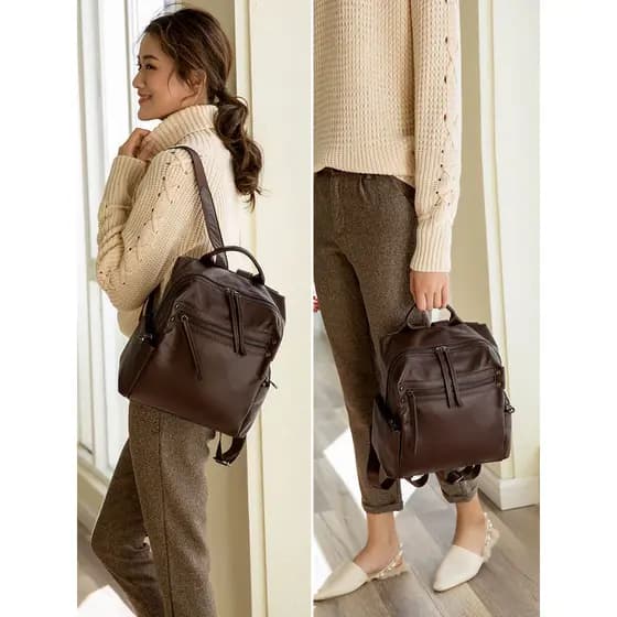 Mochila de couro genuíno feminina 2026 novo estilo High-End sentimento grande capacidade mochila feminina trabalho Commu
