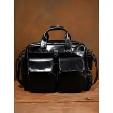 Slow Time Business Commuter Bolsa masculina de couro genuíno de grande capacidade e primeira camada de couro maleta de n