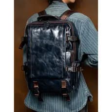 Mochila de couro Casual para negócios, tempo lento, primeira camada, mochila de couro, estudante, computador, bolsa de v