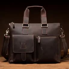 Tempo lento negócios Casual bolsa de couro bolsa de computador primeira camada maleta de couro bolsa de ombro Crossbody