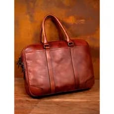 Pasta de couro genuíno de negócios em tempo lento, bolsa masculina estilo viajante, primeira camada, bolsa de ombro Hori