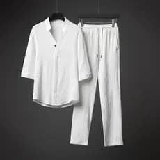Estilo chinês Ultra-fino meia manga gelo seda linho terno masculino de manga curta verão solto meados de manga camiseta