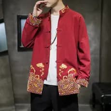 Estilo chinês roupas masculinas primavera outono estilo chinês fivela jaqueta estilo Retro Hanfu antigo traje terno juve