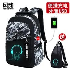 Mochila masculina estudante confortável bolsa de computador impermeável resistente ao desgaste luminosa mochila multifun