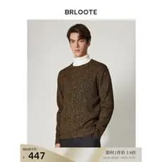 Brloote/Brloote Suéter masculino de caxemira misturado com agulha grossa torcida preto amarelo suéter de duas cores outo