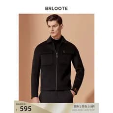 Brloote/Barute jaqueta masculina gola dupla face de lã caído ombro curto jaqueta de lã genuína outono inverno roupas
