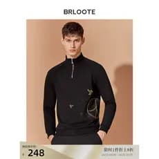 Brloote/Barute Moletom Masculino Moda Estilo Esportivo Forro Terry Pulôver Top Primavera Outono Roupas