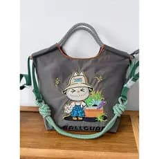 Saco de compras japonês de grande capacidade com zíper de náilon saco ecológico saco de pano bordado saco de pano