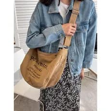 Novo Design de nicho coreano pêssego carta bolsa de lona feminina grande capacidade Commuter classe saco do mensageiro d