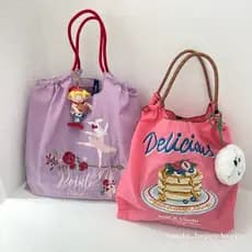 Gao Yuanyuan Mesmo Estilo Japonês Caseiro Ecológico Saco de Compras Bordado Donut Nylon Pano Bolsa de Ombro Portátil
