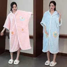 Roupão de banho feminino 2026 novo estilo inverno engrossado Wearable de secagem rápida adulto crianças toalha de banho