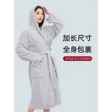 Roupão de banho de manga comprida com capuz casal estilo inverno feminino outono inverno estilo absorvente de secagem rá