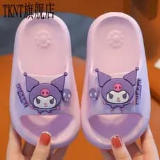 Verão novo estilo Kuromi chinelos infantis meninas pequena princesa antiderrapante meninas casa interior ao ar livre usa