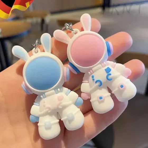Espaço coelho chaveiro boneca pingente estudante mochila astronauta coelho pingente bonito ins carro chaveiro.