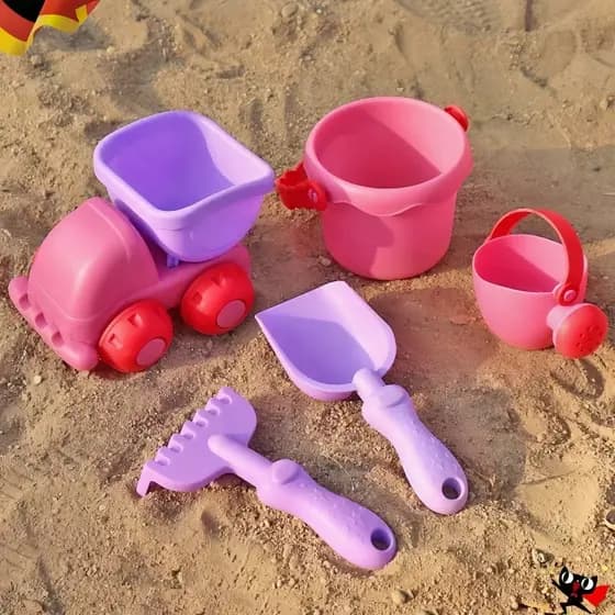 Conjunto de brinquedos de praia para crianças de verão alemão pequeno balde ferramenta de escavação de areia pá pequeno