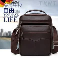 Bolsa de ombro de couro genuíno bolsa masculina estilo Vertical grande tamanho pequeno bolsa masculina negócios Casual v