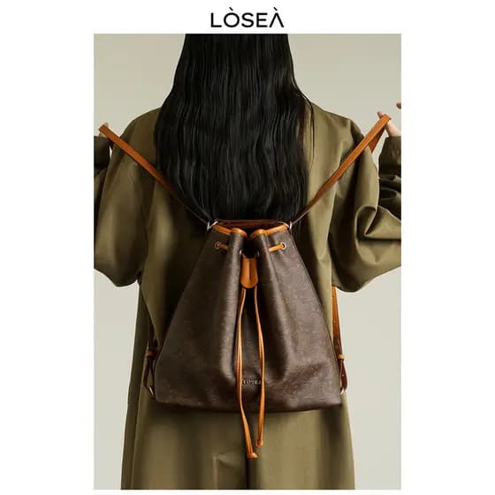 Museu LOSEA x Chongqing <Nogueira> Ruyi Cloud Pattern Mochila Balde Bolsa Feminina 2026 Novo Estilo Bolsa