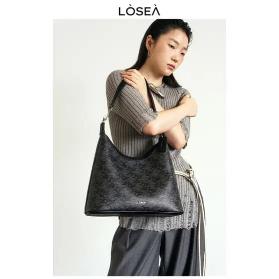 LOSEA x Three Gorges Museu Co-Branded Ruyi Cloud Pattern Underarm Bag Feminino 2026 Novo Estilo Retro Bolsa de Ombro