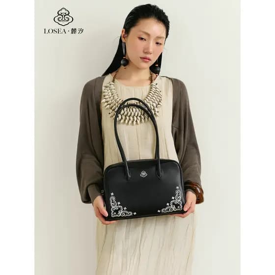 LOSEA LOSEA Original < Gui Park > Bolsa de travesseiro Miaoxiu de couro de primeira camada feminina 2026 Novo estilo bol