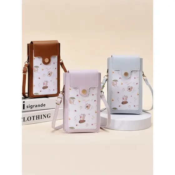 Doce dos desenhos animados esquilo saco do telefone móvel feminino novo estilo tela de toque saco do mensageiro All-Matc