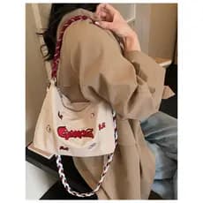 Benlei Pony Bolsa de lona bordada de um ombro feminina sacola de grande capacidade primavera verão jeans azul Casual bol