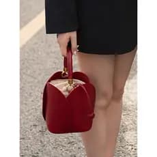 Vermelho Retro saco feminino nicho High-End sentir balde saco de casamento noiva geralmente pode usar portátil ombro sac