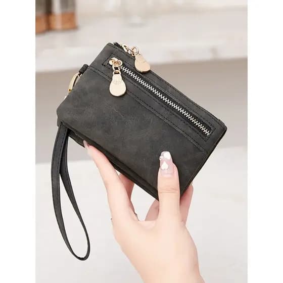 Miyin Miyin 2025 Novo Estilo Moda Retro Carteira Curta Zíper Duplo Senhoras Bolsa de Moedas Simples Carteira Multifuncio