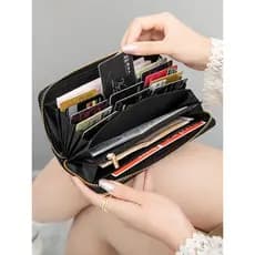 Miyin novo estilo carteira de diamante senhoras simples cor sólida longa embreagem moda Multi-cartão carteira multifunci