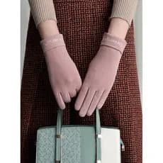 Luvas de lã alemães femininas outono inverno fino algodão estiramento forro de lã engrossado quente à prova de vento à p