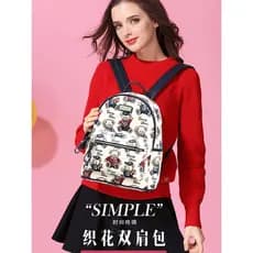Winnie the Pooh Mochila Feminina Mini Mochila de Lona All-Match Bolsa Feminina Fofa Winnie the Pooh Bolsa de Viagem para