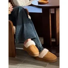 2025 novo estilo botas de neve de sola grossa chinelos de algodão feminino outono inverno interior casa quente meia chin