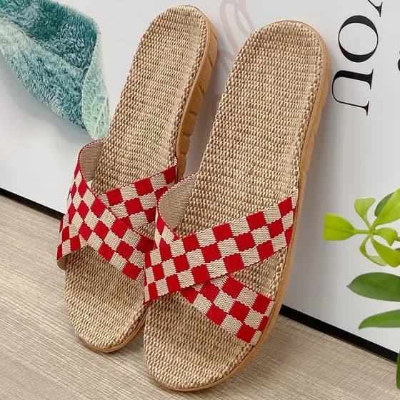 Novos chinelos de linho feminino verão casa casal sandálias antiderrapantes de sola grossa chinelos masculinos verão cas