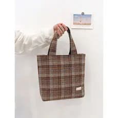 Portátil pequeno saco feminino lona de lã xadrez trabalho Commuter Outing pano saco 2025 novo estilo grande capacidade e