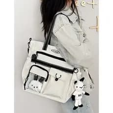 Bolsa de lona feminina bolsa mensageiro de um ombro bolsa de livro de estudante bolsa de classe suplementar 2025 novo es