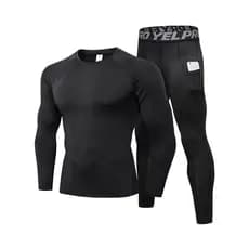 Terno de fitness masculino collants camisas de manga comprida roupas de secagem rápida fitness roupas esportivas camisas