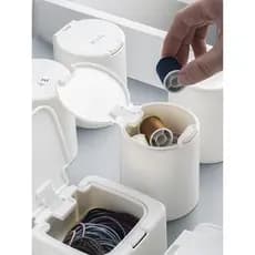Mini caixa de armazenamento japonesa com tampa, caixa de cosméticos, cotonete de algodão de plástico, Anti-poeira, peque