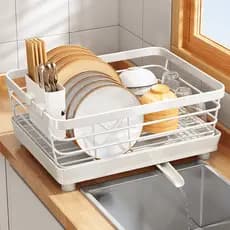 Cozinha de grande capacidade prato dreno rack de armazenamento bancada talheres rack prato rack copos pratos pia rack de