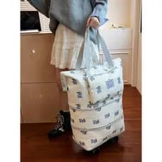 Bolsa de viagem portátil de curta distância com rodas, bolsa de viagem feminina, leve, grande capacidade, bolsa de armaz